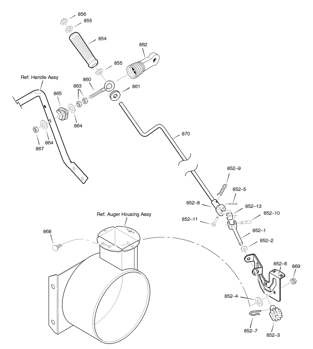 Chute Rod Diagram and Parts List for C950-52419-0 2004 Briggs and Stratton Snow Blower